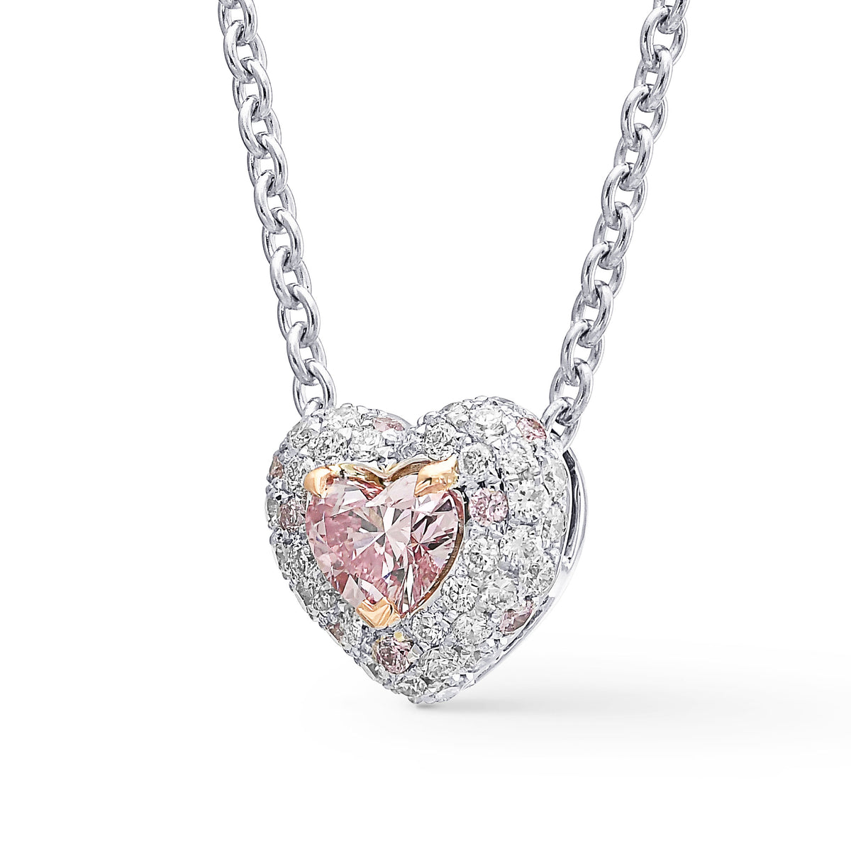 Fancy Pink Heart Shape Pave Diamond Pendant