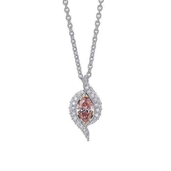 Argyle Fancy Orangy Pink Marquise Cross-over Pave Diamond Pendant