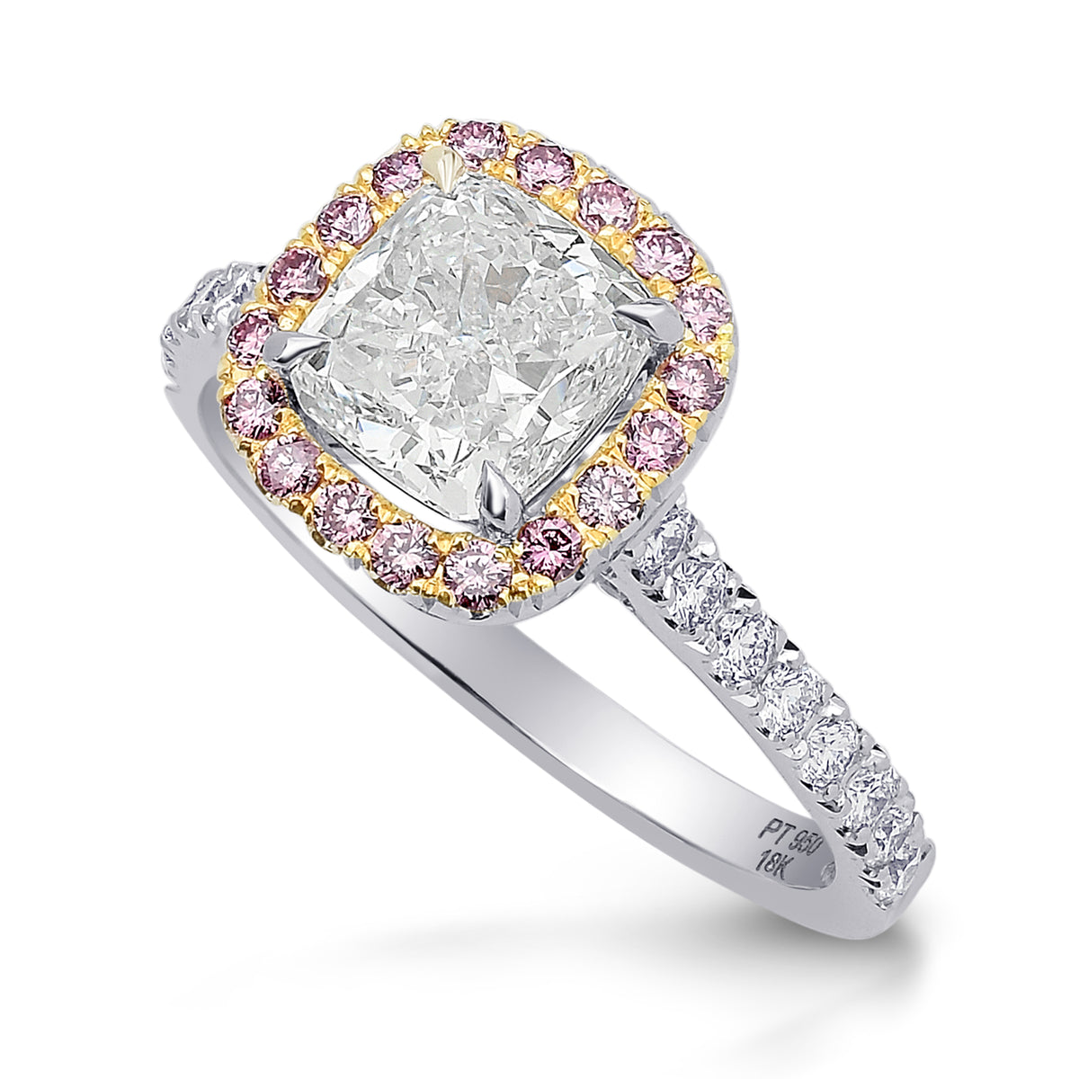 Halo Ring Setting with Fancy Pink Diamonds - 3