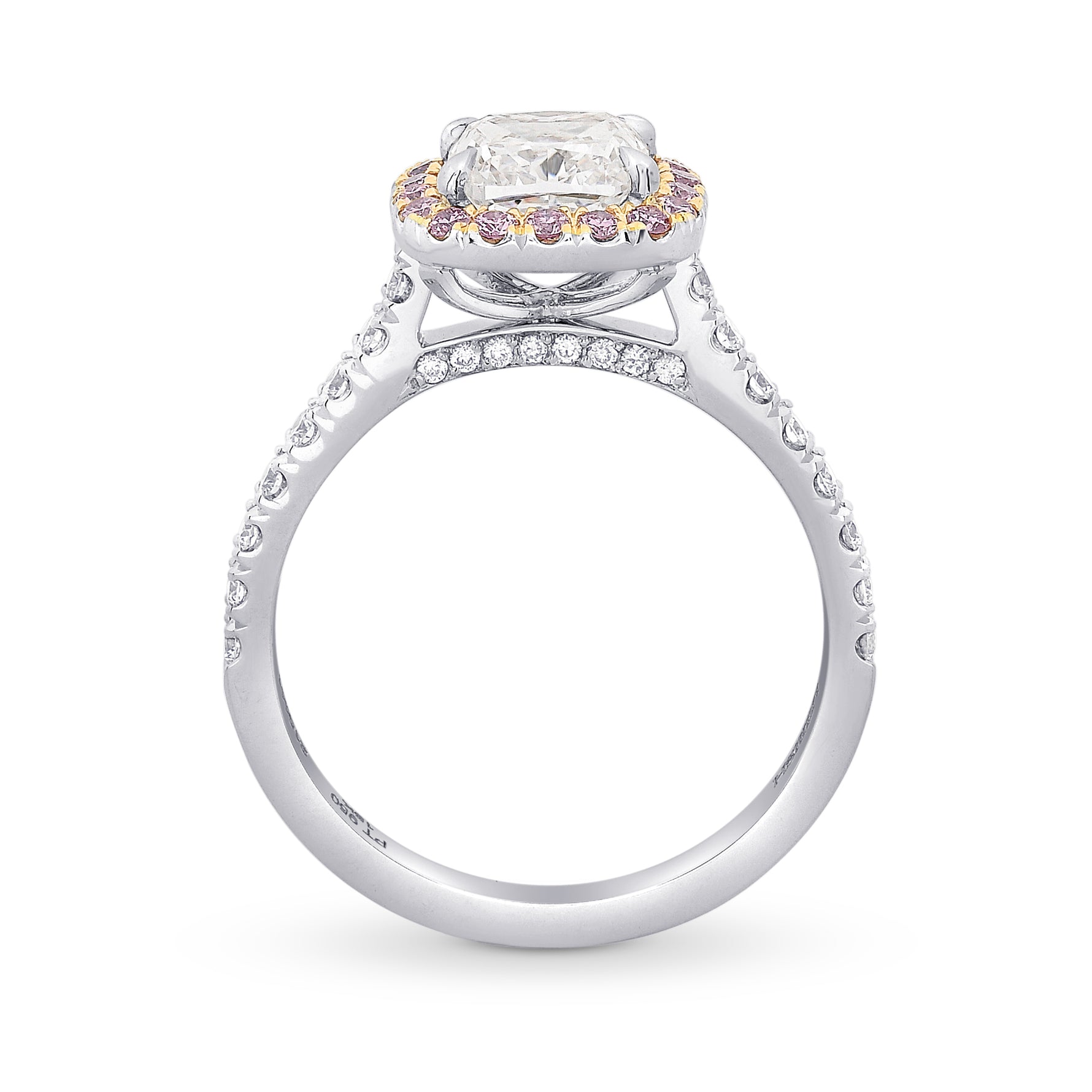 Halo Ring Setting with Fancy Pink Diamonds - 2