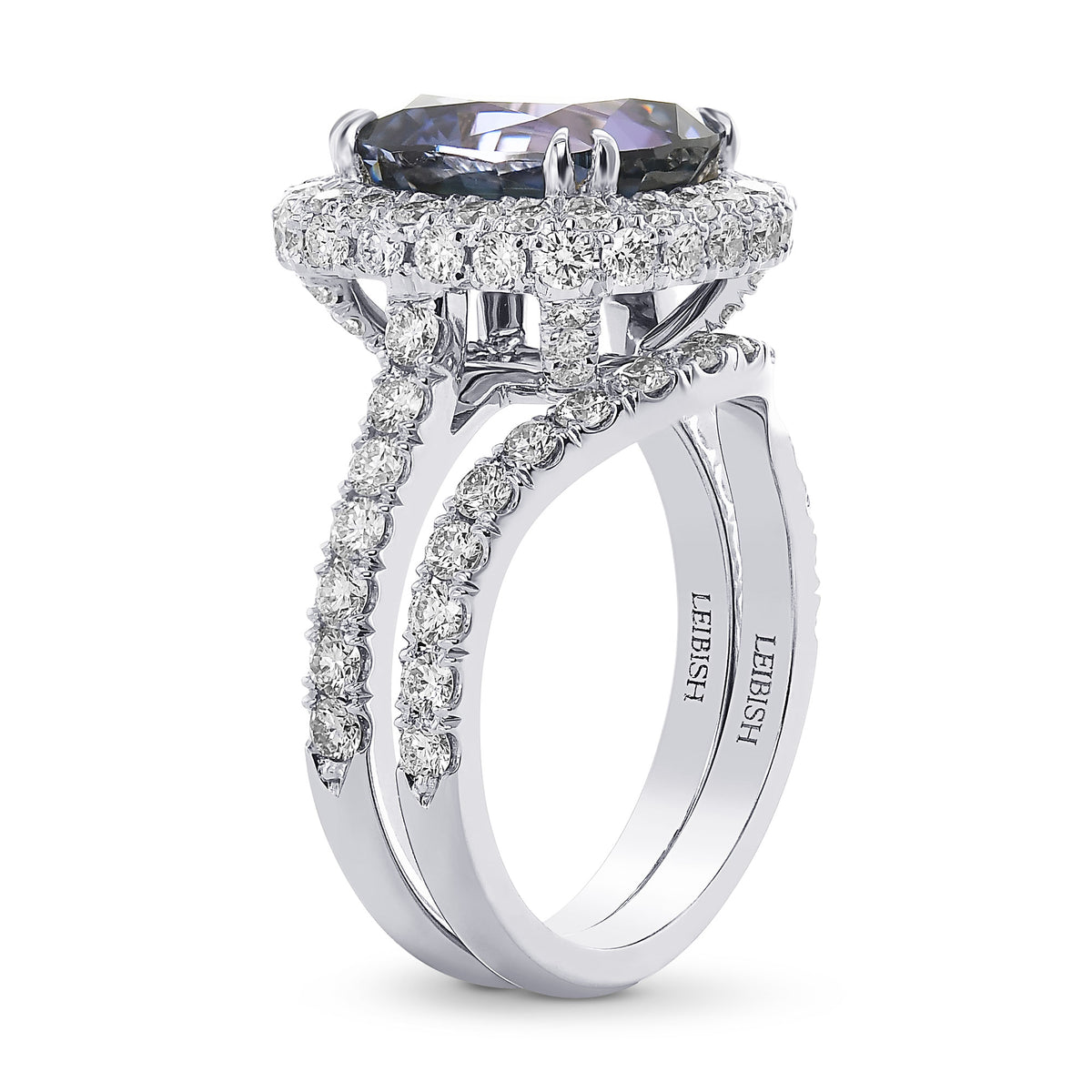  Tanzanite Cushion and Diamond Halo Ring