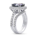  Tanzanite Cushion and Diamond Halo Ring