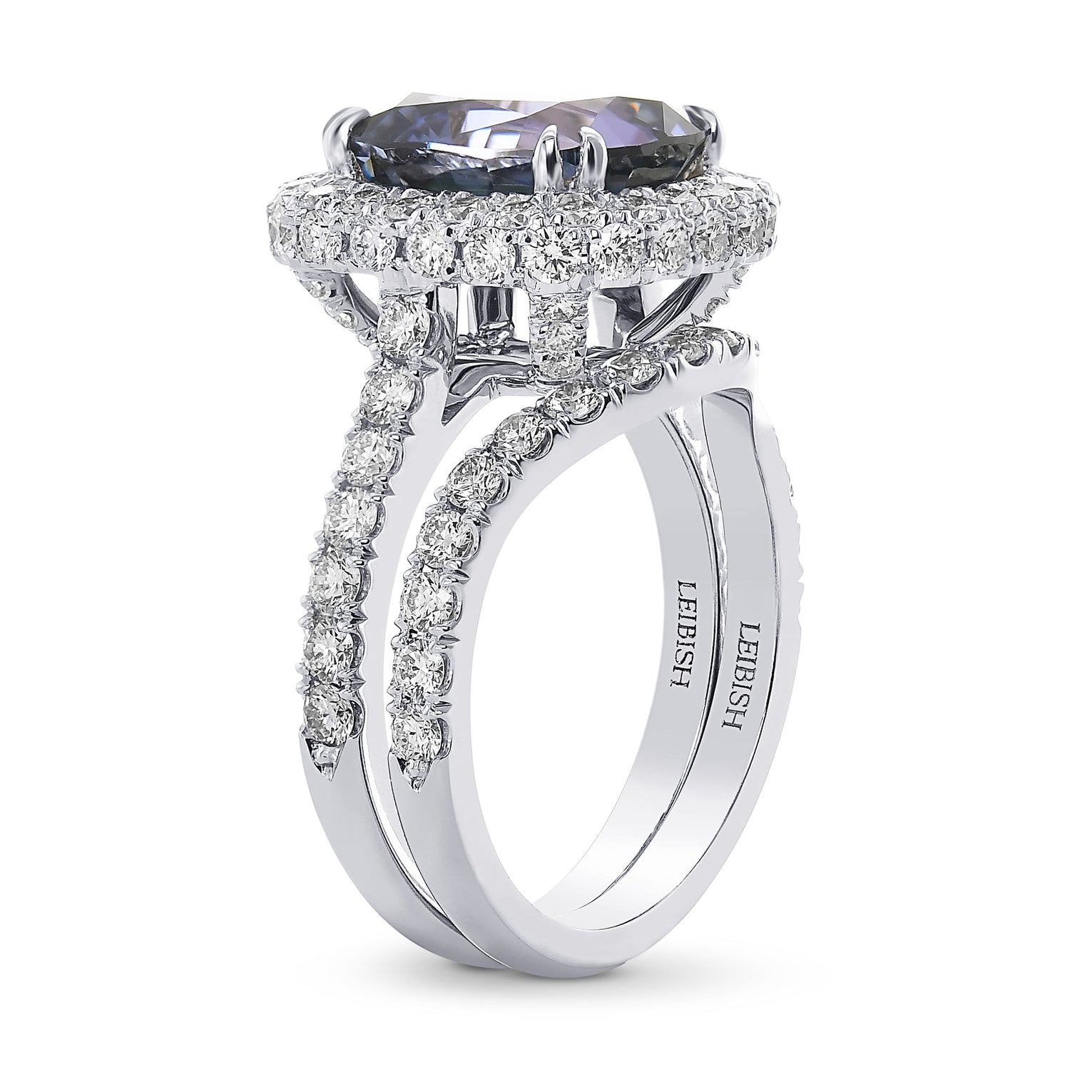  Tanzanite Cushion and Diamond Halo Ring