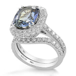  Tanzanite Cushion and Diamond Halo Ring