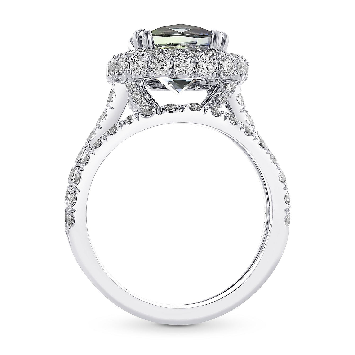  Tanzanite Cushion and Diamond Halo Ring