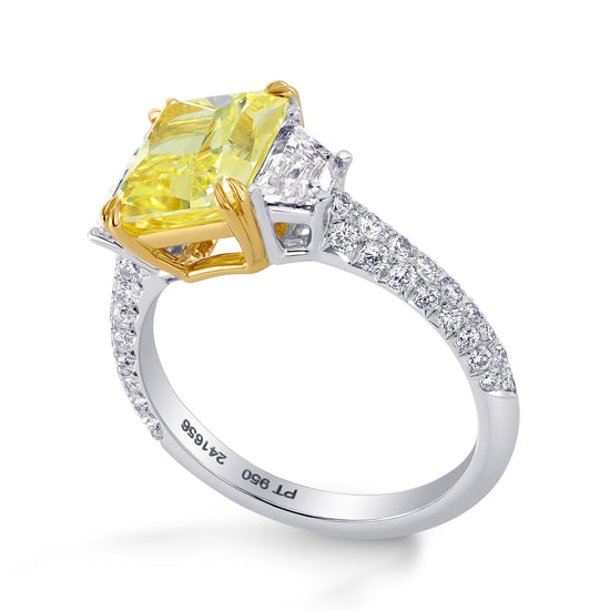 Three Stone Stepcut & Contoured Pave Ring Setting - 3