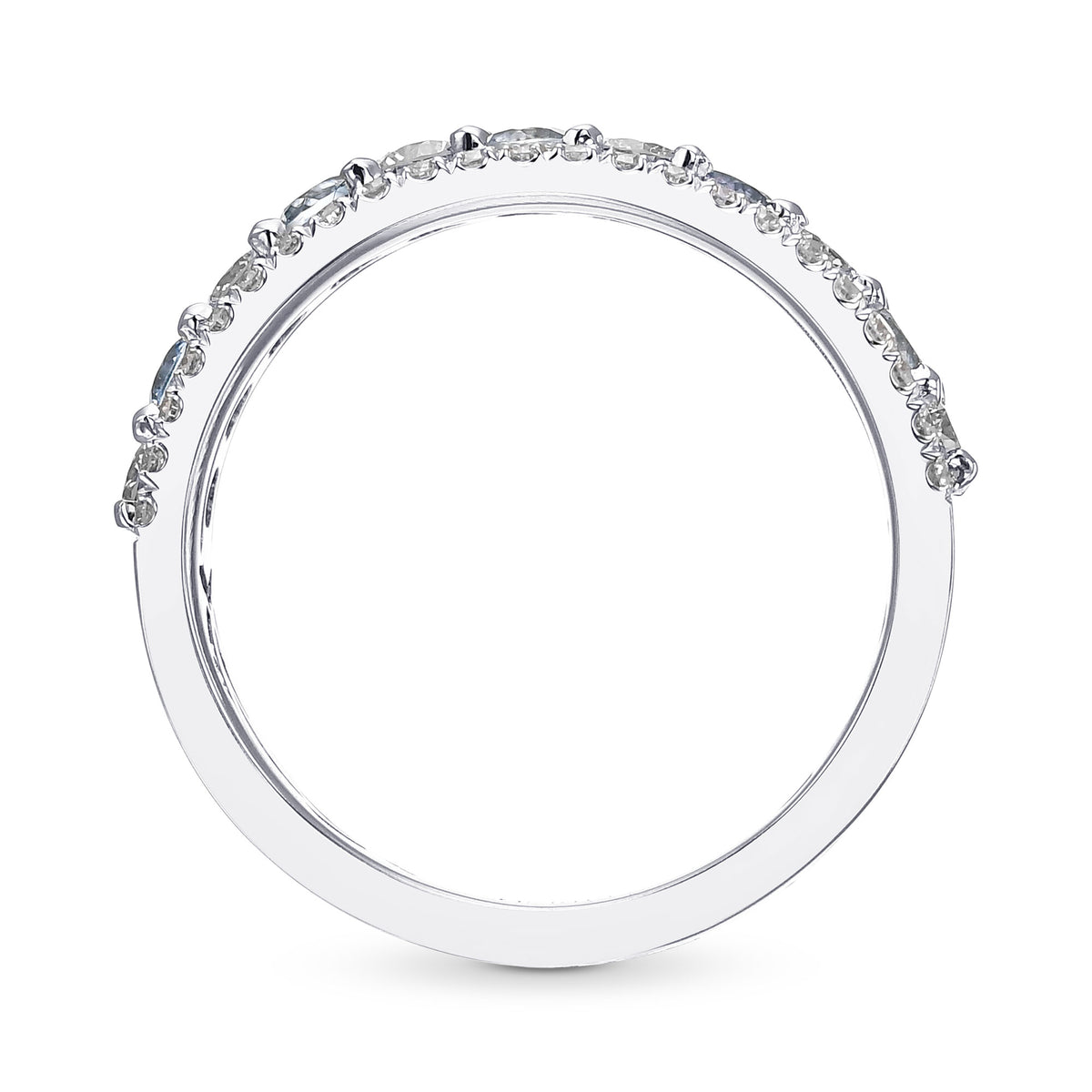 Aquamarine & Diamond Half Eternity Band Ring