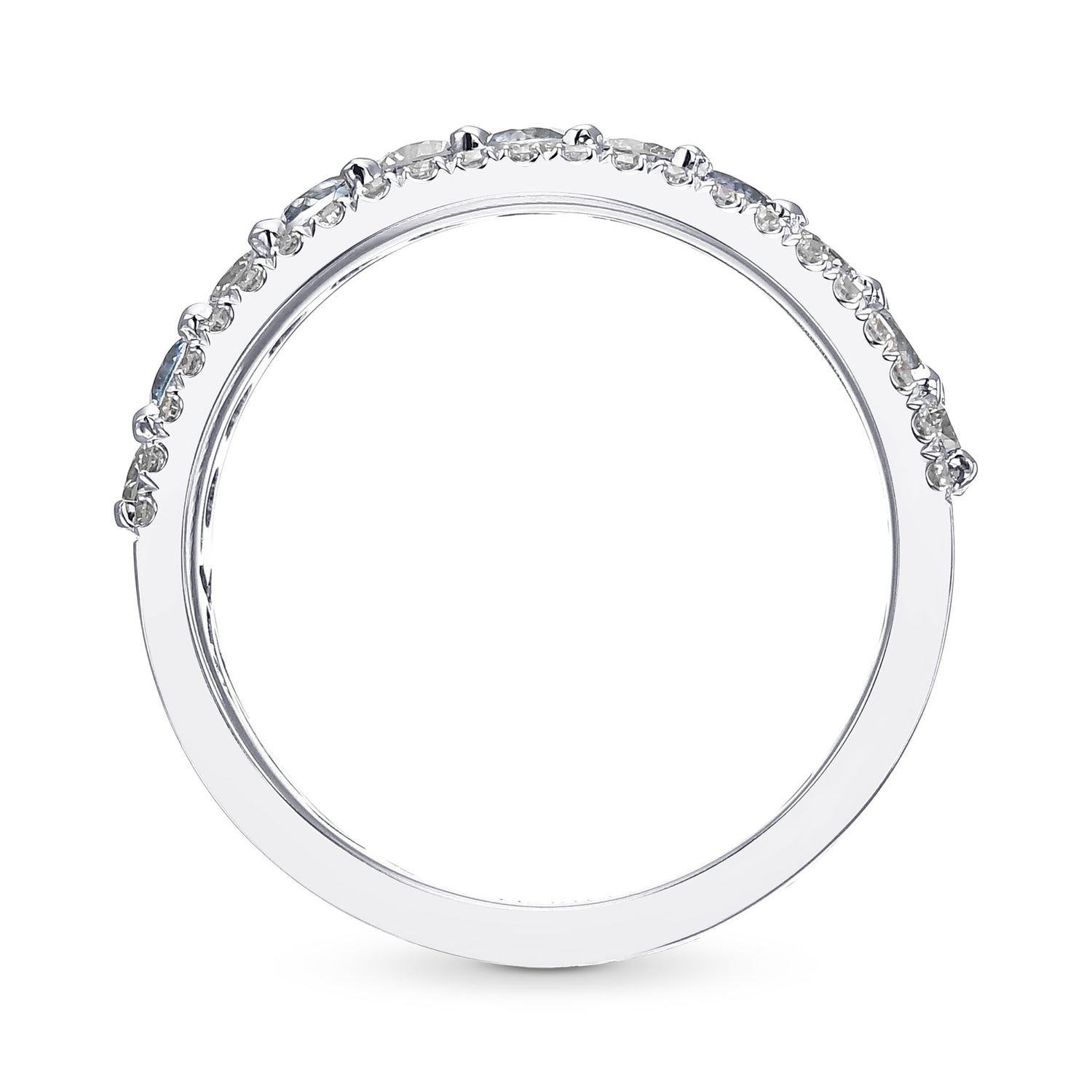 Aquamarine & Diamond Half Eternity Band Ring