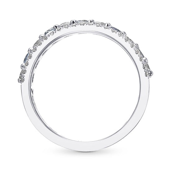 Aquamarine & Diamond Half Eternity Band Ring