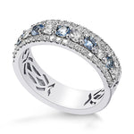 Aquamarine & Diamond Half Eternity Band Ring