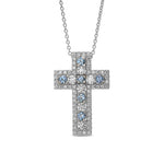 Aquamarine & Diamond Cross Pendant