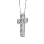 Aquamarine & Diamond Cross Pendant