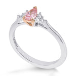 Fancy Intense Pink Pear Accented Diamond Ring 