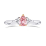 Fancy Intense Pink Pear Accented Diamond Ring 