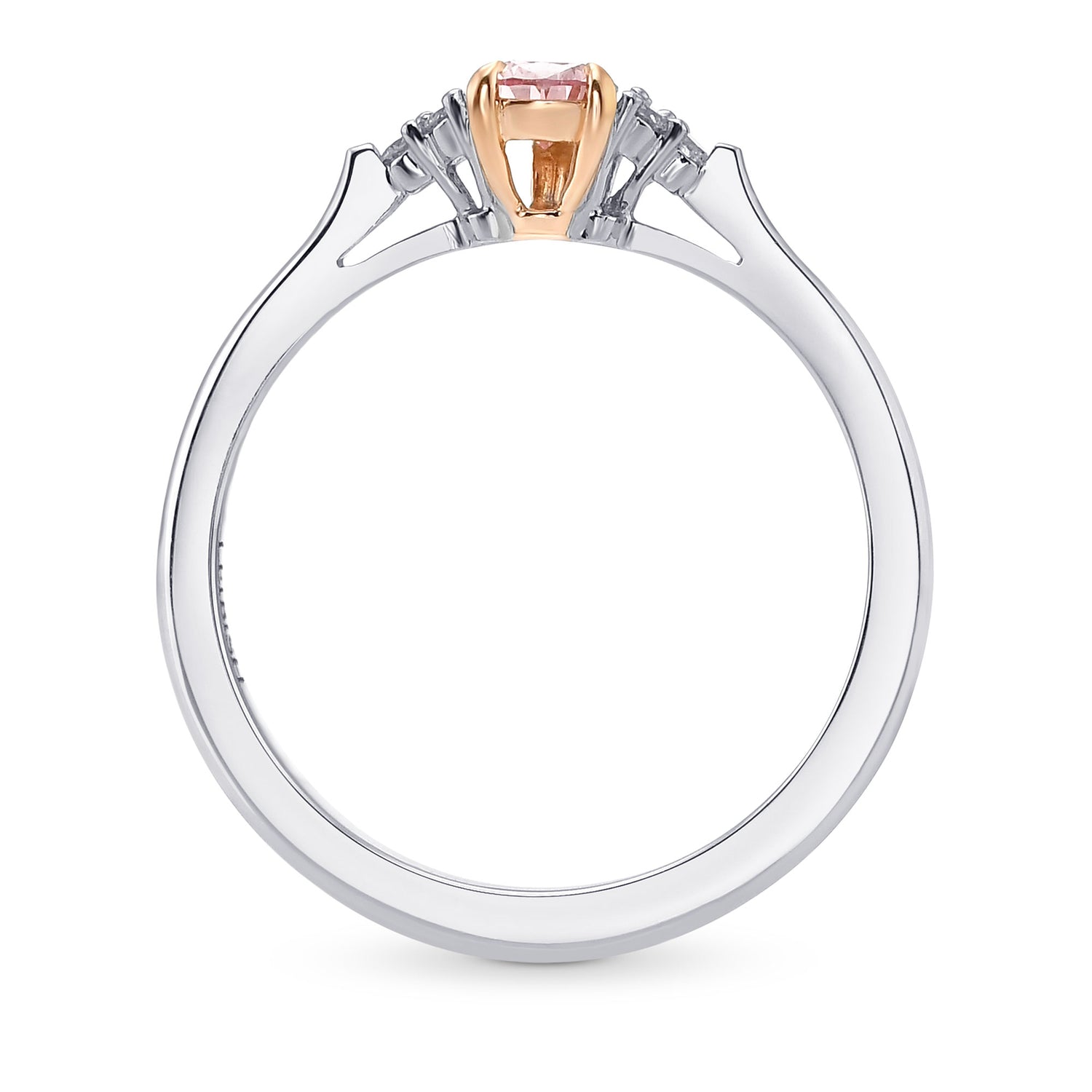 Fancy Intense Pink Pear Accented Diamond Ring 