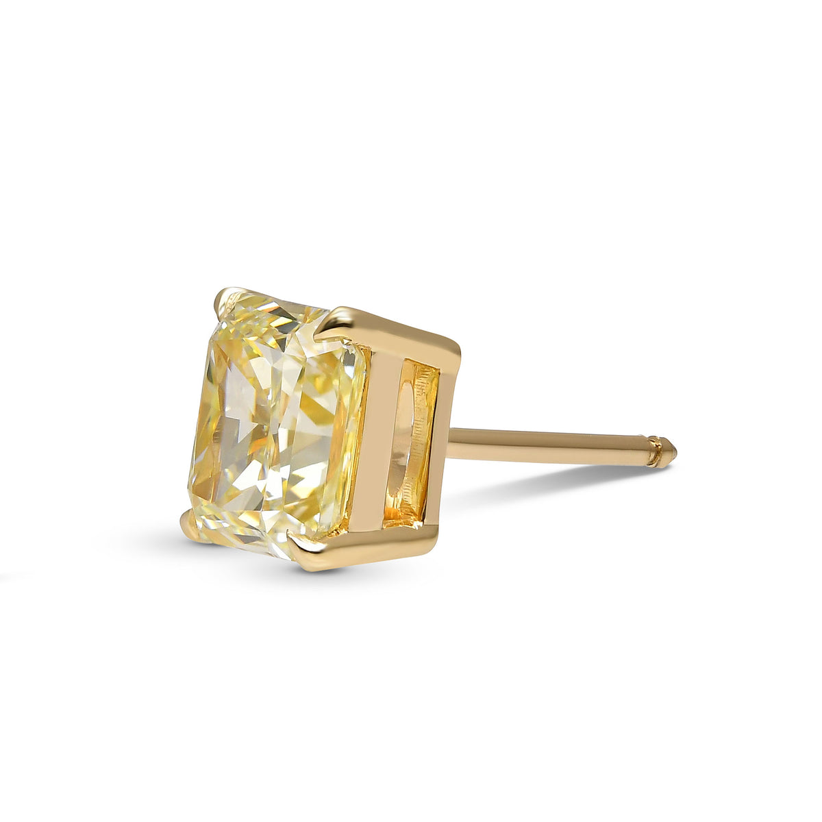 Fancy Light Yellow Radiant Diamond Stud Earring