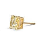Fancy Light Yellow Radiant Diamond Stud Earring