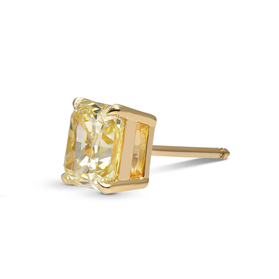 Fancy Light Yellow Radiant Diamond Stud Earring