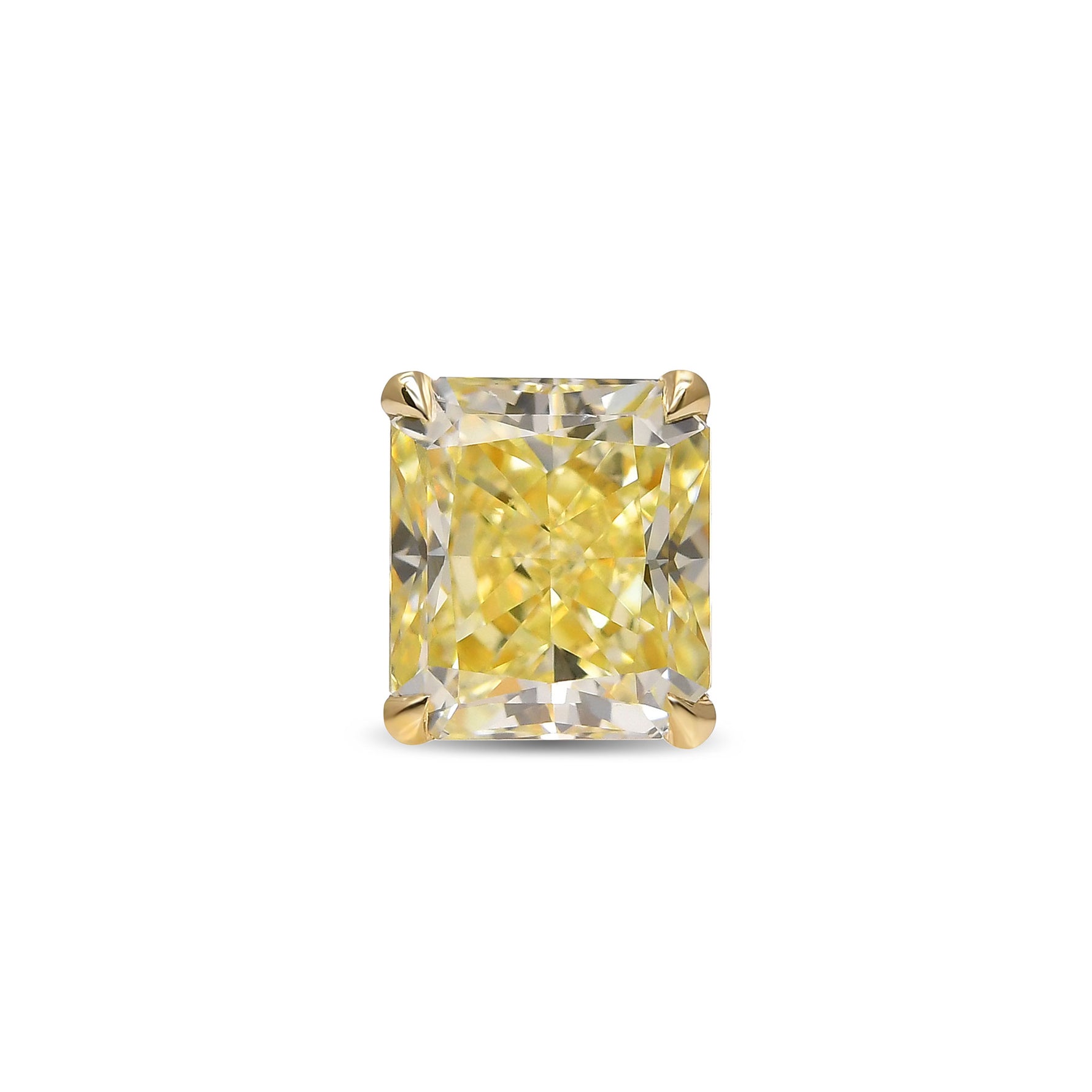 Fancy Light Yellow Radiant Diamond Stud Earring