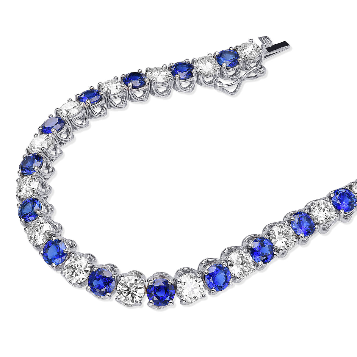 Diamond and Blue Sapphire Tennis Bracelet