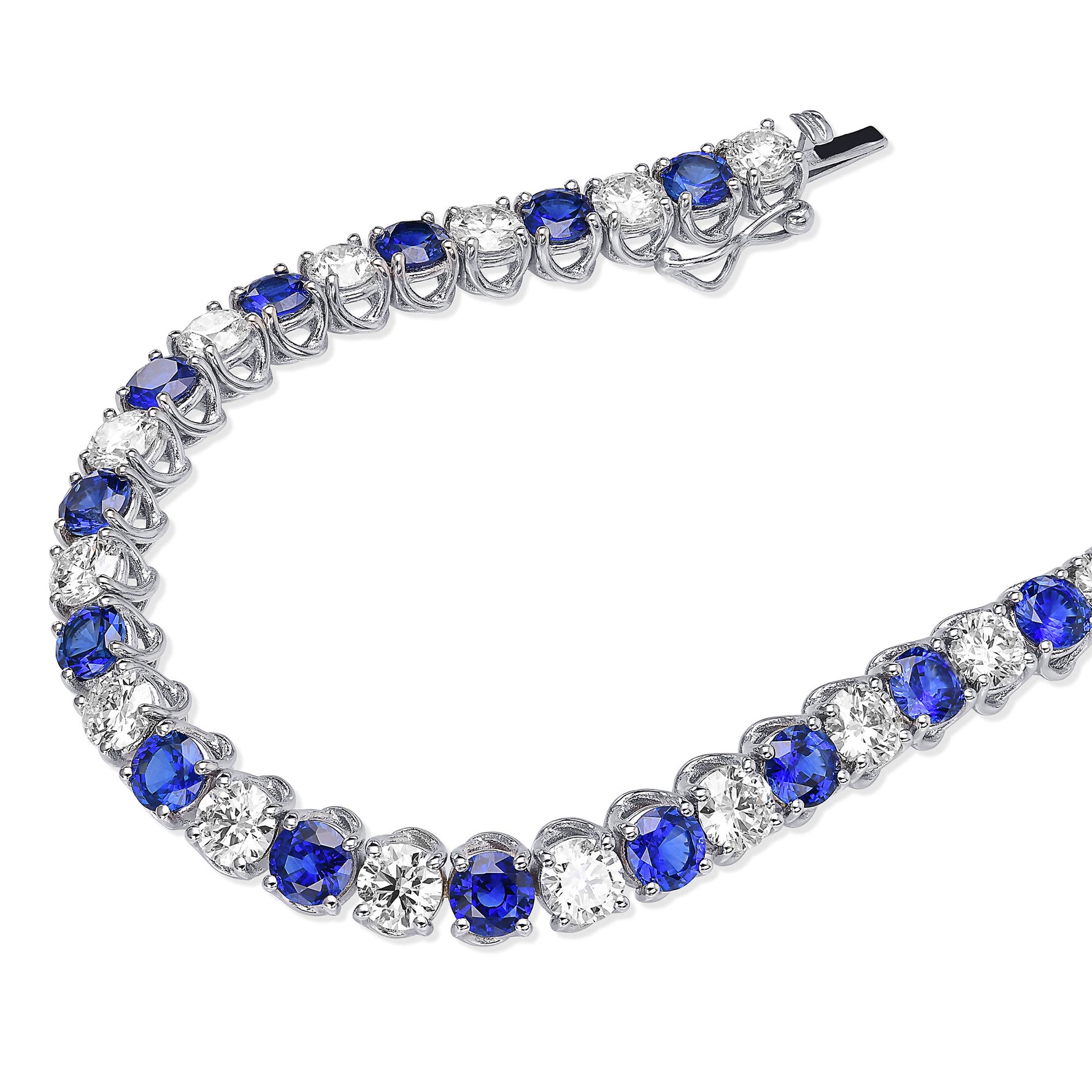 Diamond and Blue Sapphire Tennis Bracelet