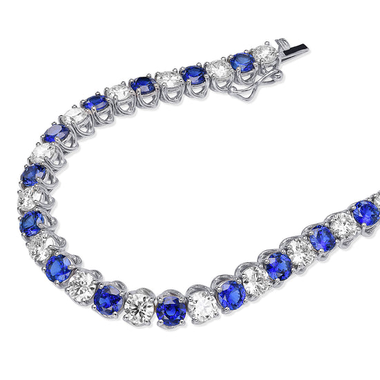 Diamond and Blue Sapphire Tennis Bracelet
