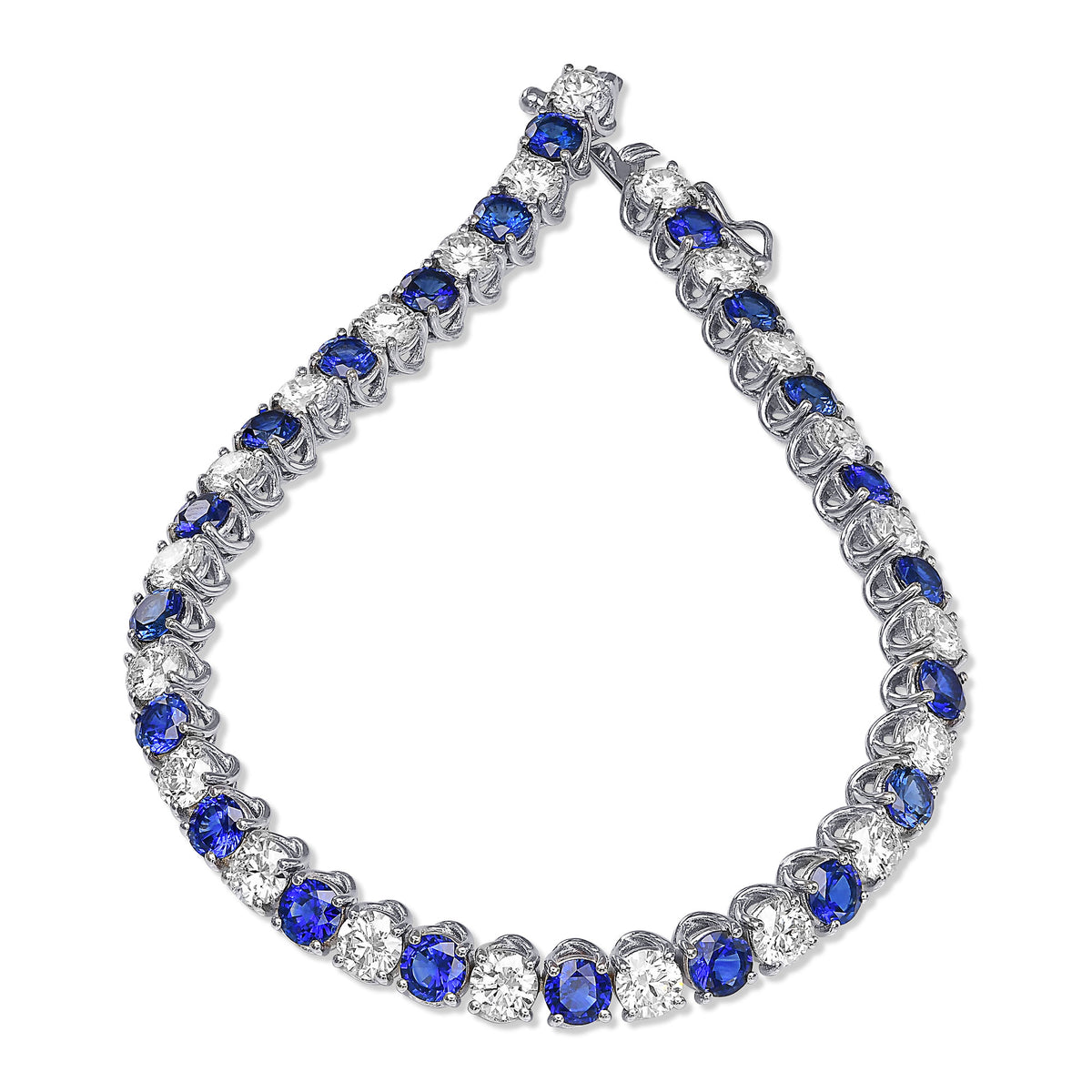 Diamond and Blue Sapphire Tennis Bracelet