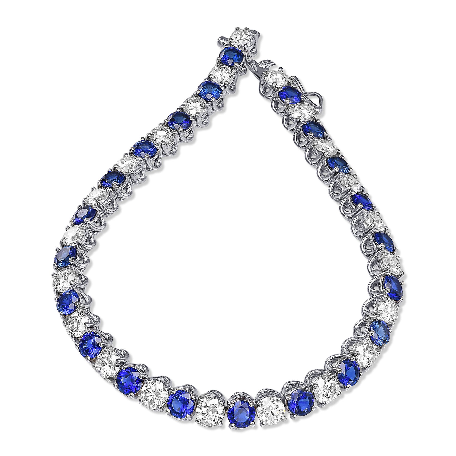 Diamond and Blue Sapphire Tennis Bracelet
