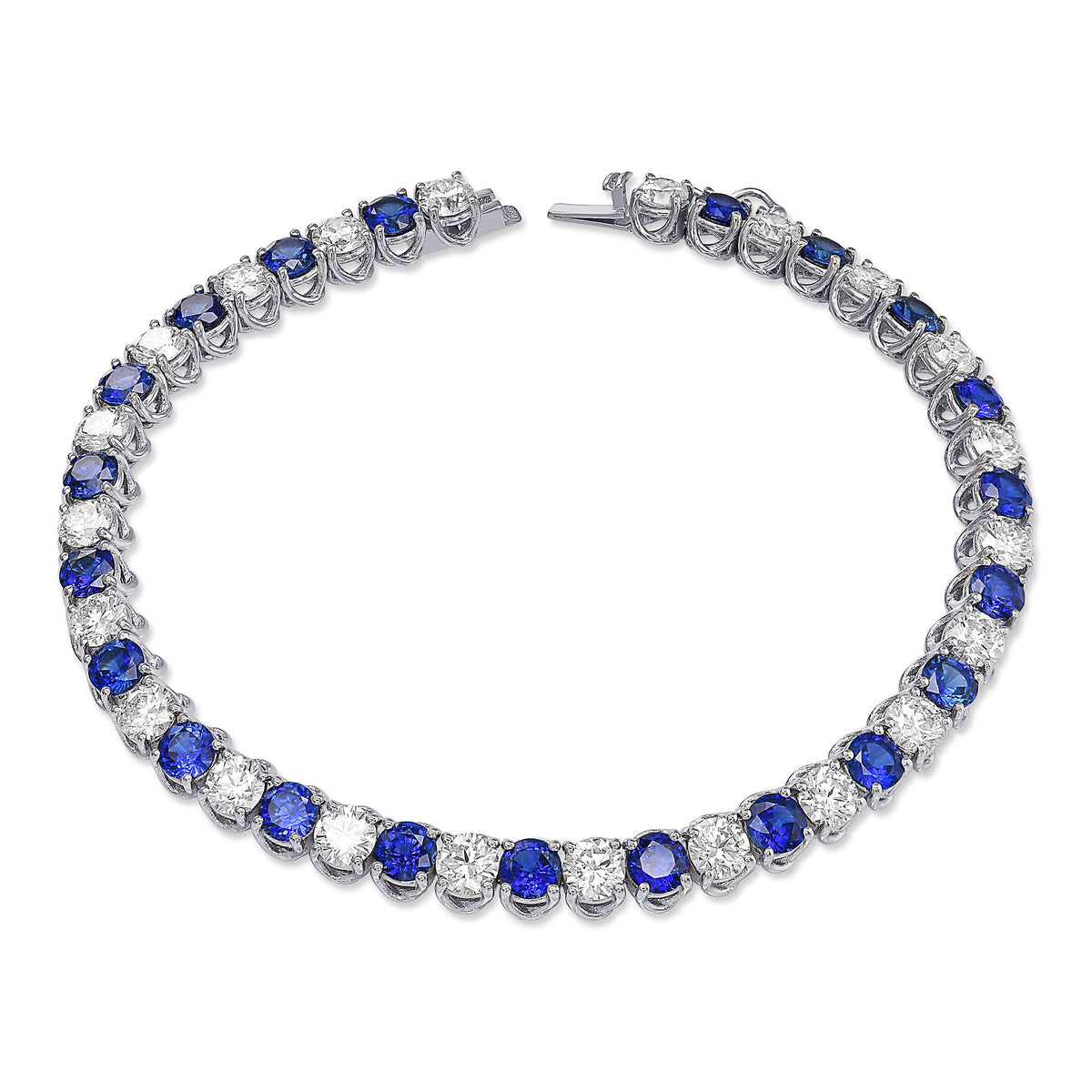 Diamond and Blue Sapphire Tennis Bracelet