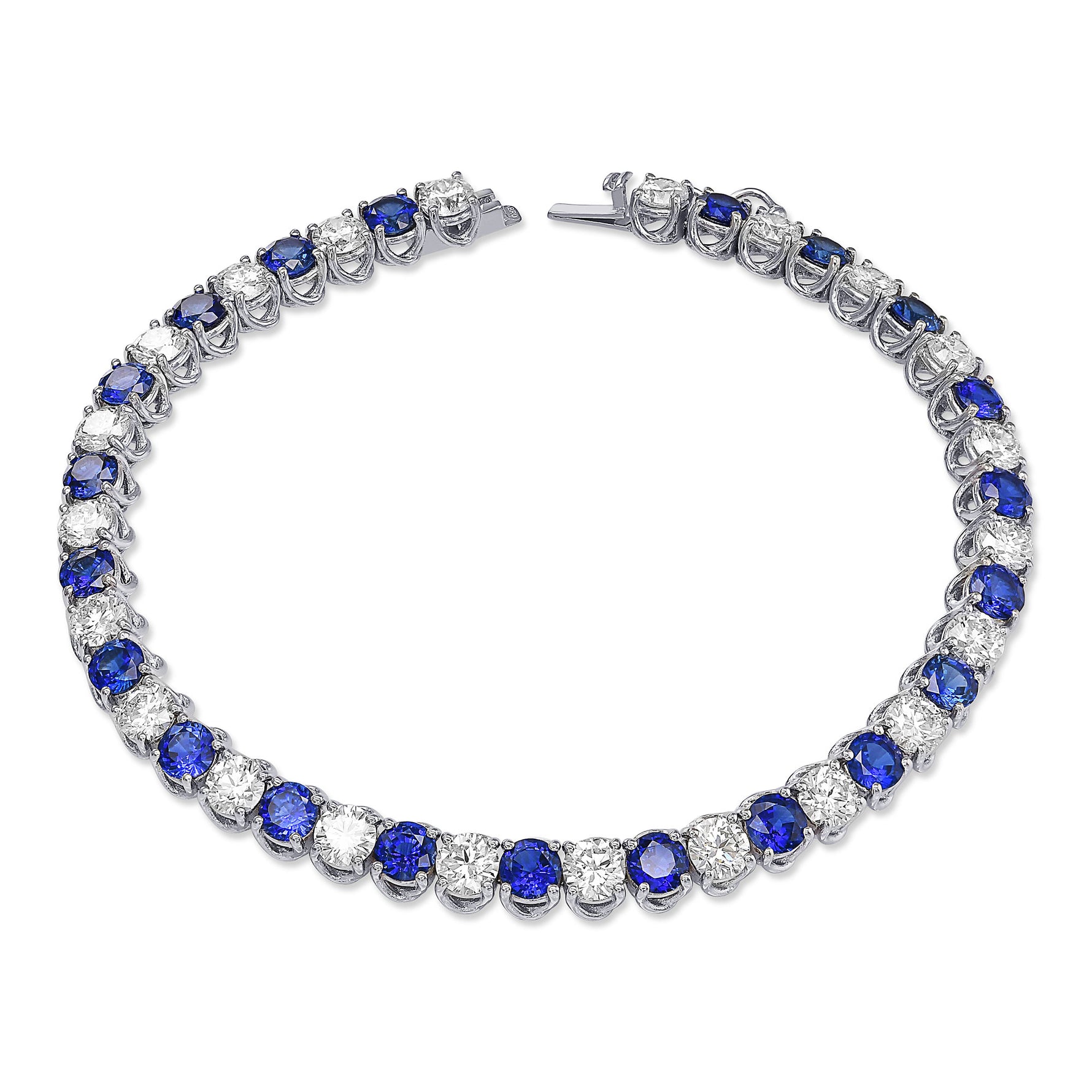 Diamond and Blue Sapphire Tennis Bracelet