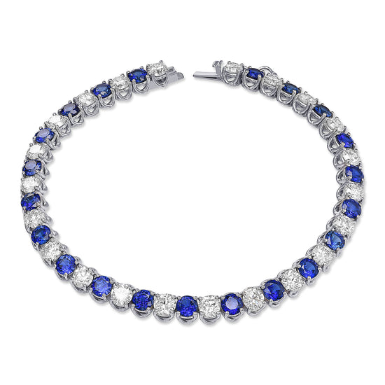 Diamond and Blue Sapphire Tennis Bracelet