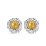 Double Halo Fancy Intense Yellow Diamond Earrings Settings
