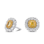 Double Halo Fancy Intense Yellow Diamond Earrings Settings - 2