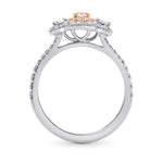 Three Stone Halo Ring Setting with Ovals and Pink Diamonds - 2