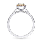 Chameleon Radiant and Fancy Pink Diamond Halo Ring 