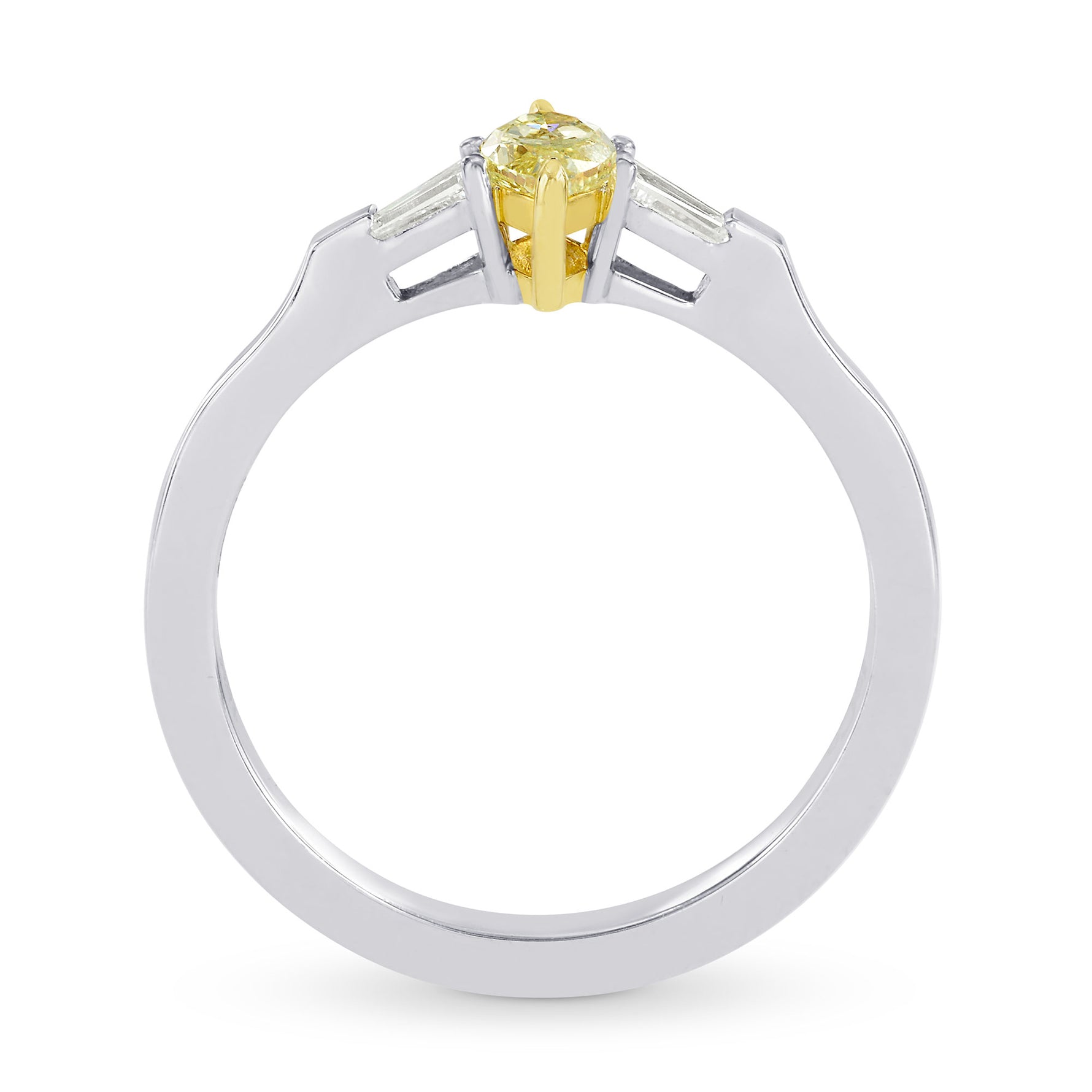 Fancy Intense Yellow Marquise and Taper Diamond Accent Ring