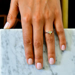 Fancy Yellow Marquise and Taper Diamond Ring set in 18K gold