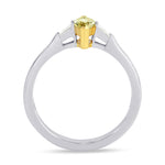 Fancy Yellow Marquise and Taper Diamond Ring set in 18K gold