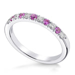 Pink Sapphire & White Diamond Wedding Band 