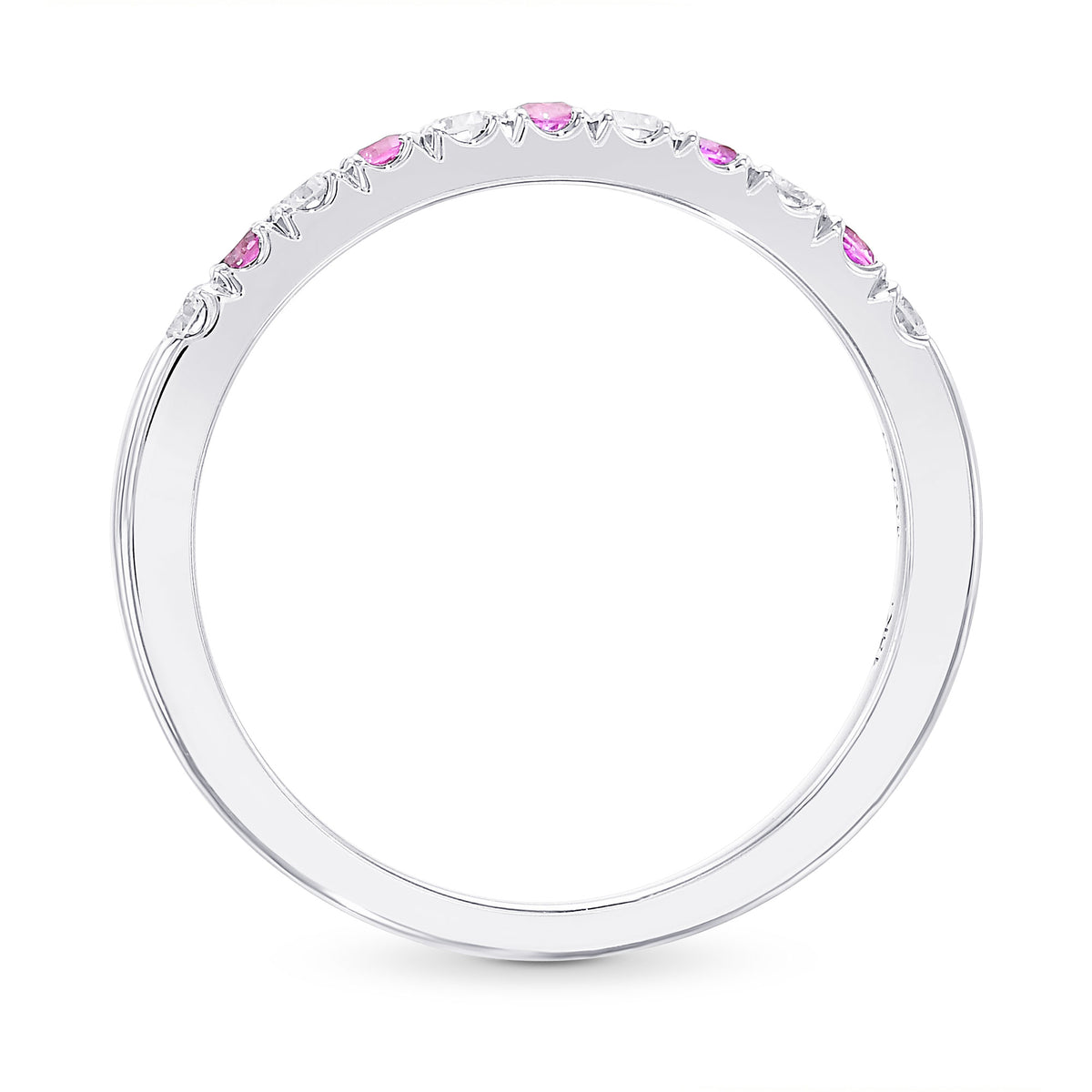 Pink Sapphire & White Diamond Wedding Band 