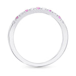 Pink Sapphire & White Diamond Wedding Band 