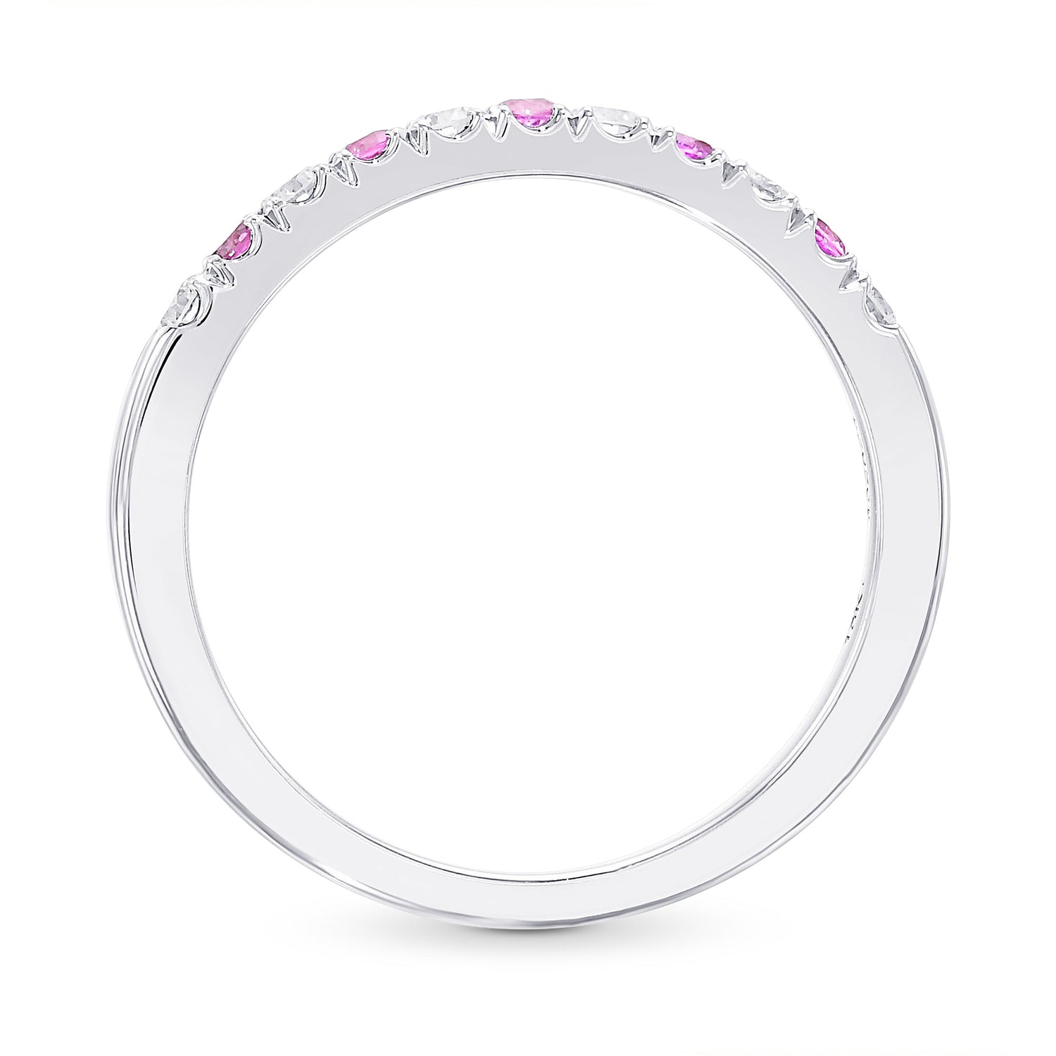 Pink Sapphire & White Diamond Wedding Band 