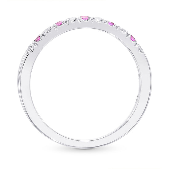 Pink Sapphire & White Diamond Wedding Band 