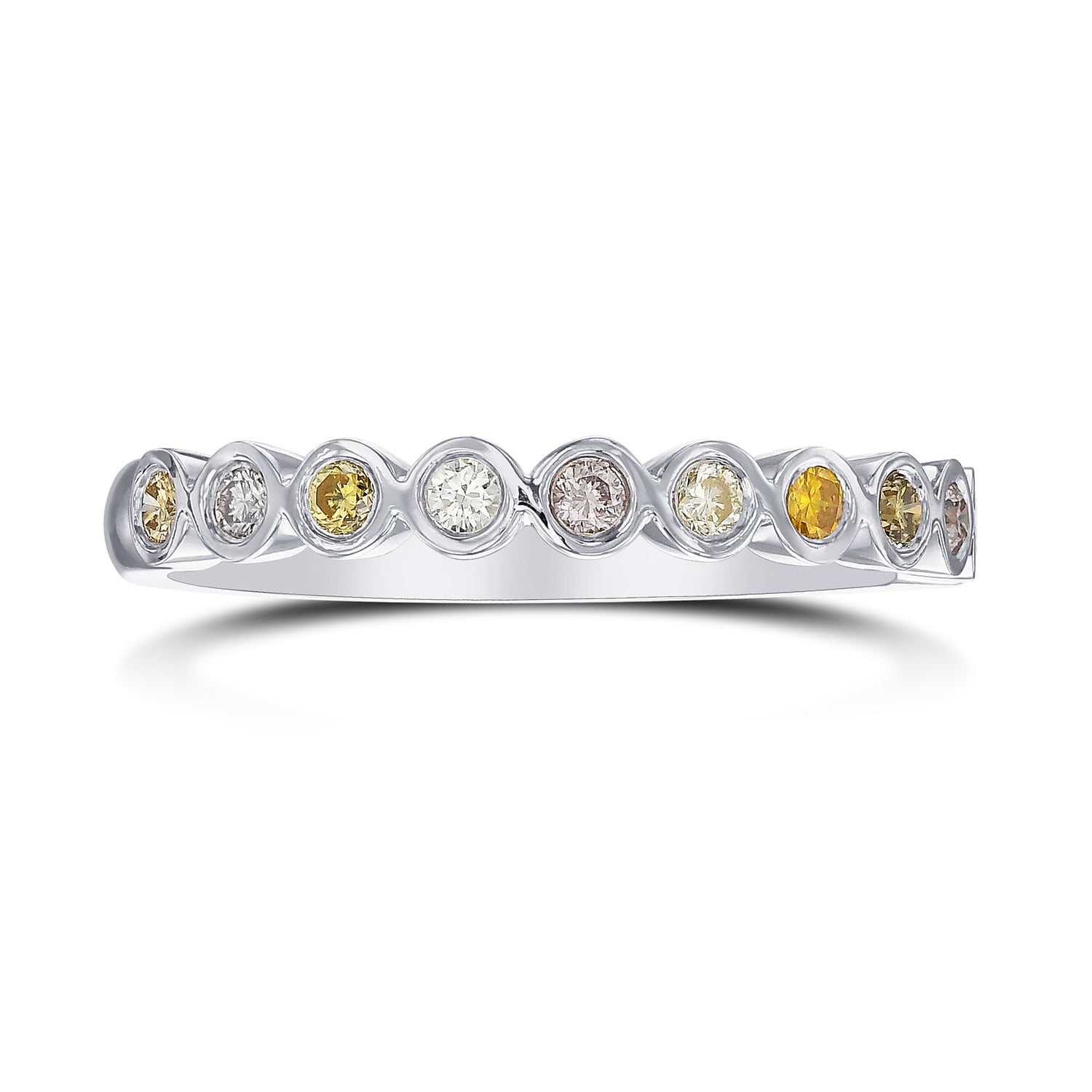 11 Stone Multicolored Diamond Bezel Band Ring