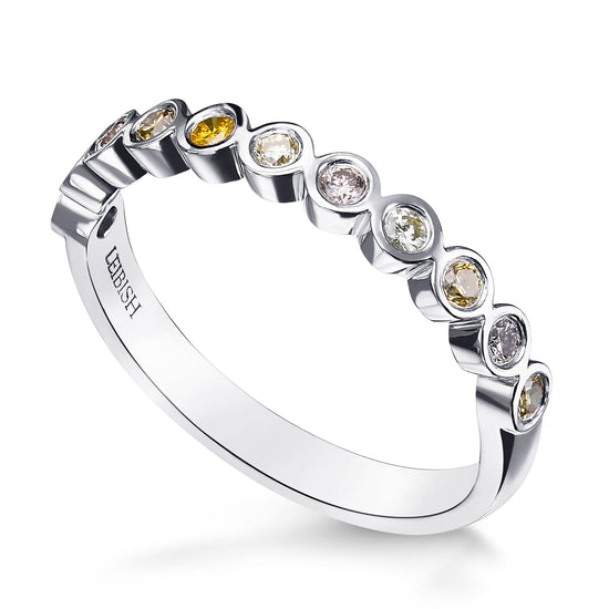 11 Stone Multicolored Diamond Bezel Band Ring