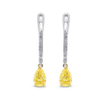 Fancy Vivid Yellow Pear Diamond Drop Earrings