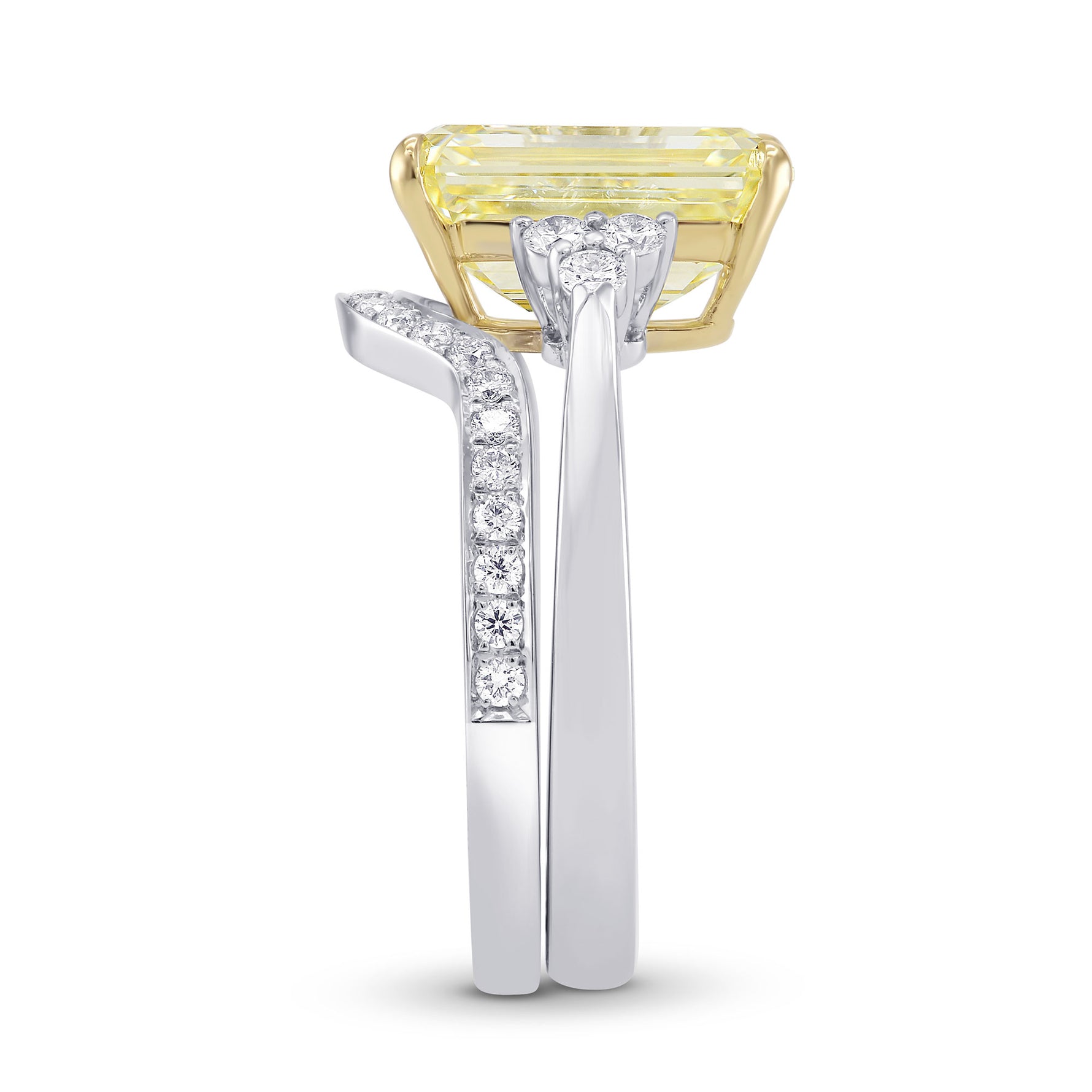 Side Stone Engagement & Wedding Ring Set - 6