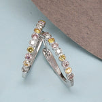 Multicolor Diamond Hoop Drop Earrings