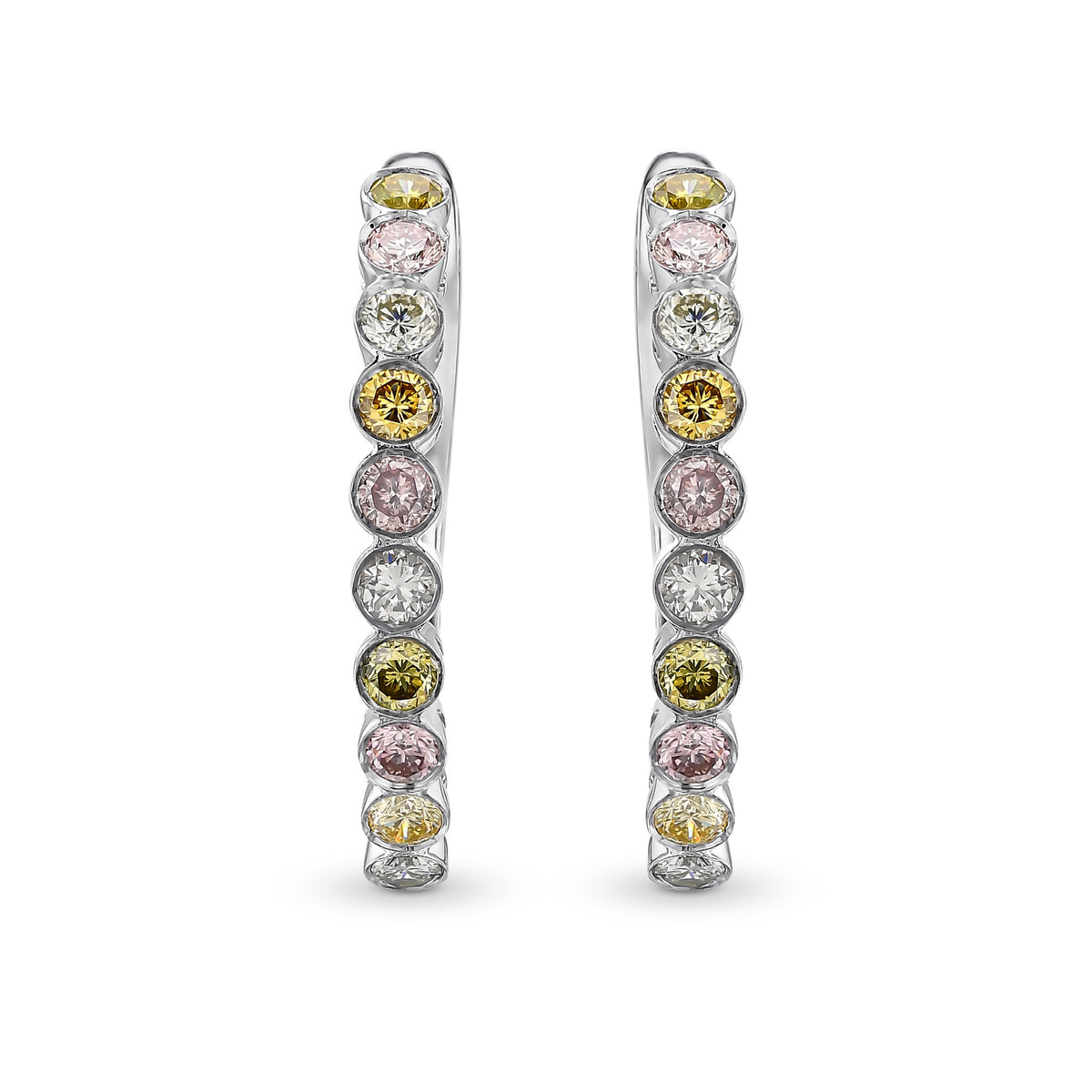 Multicolor Diamond Hoop Drop Earrings