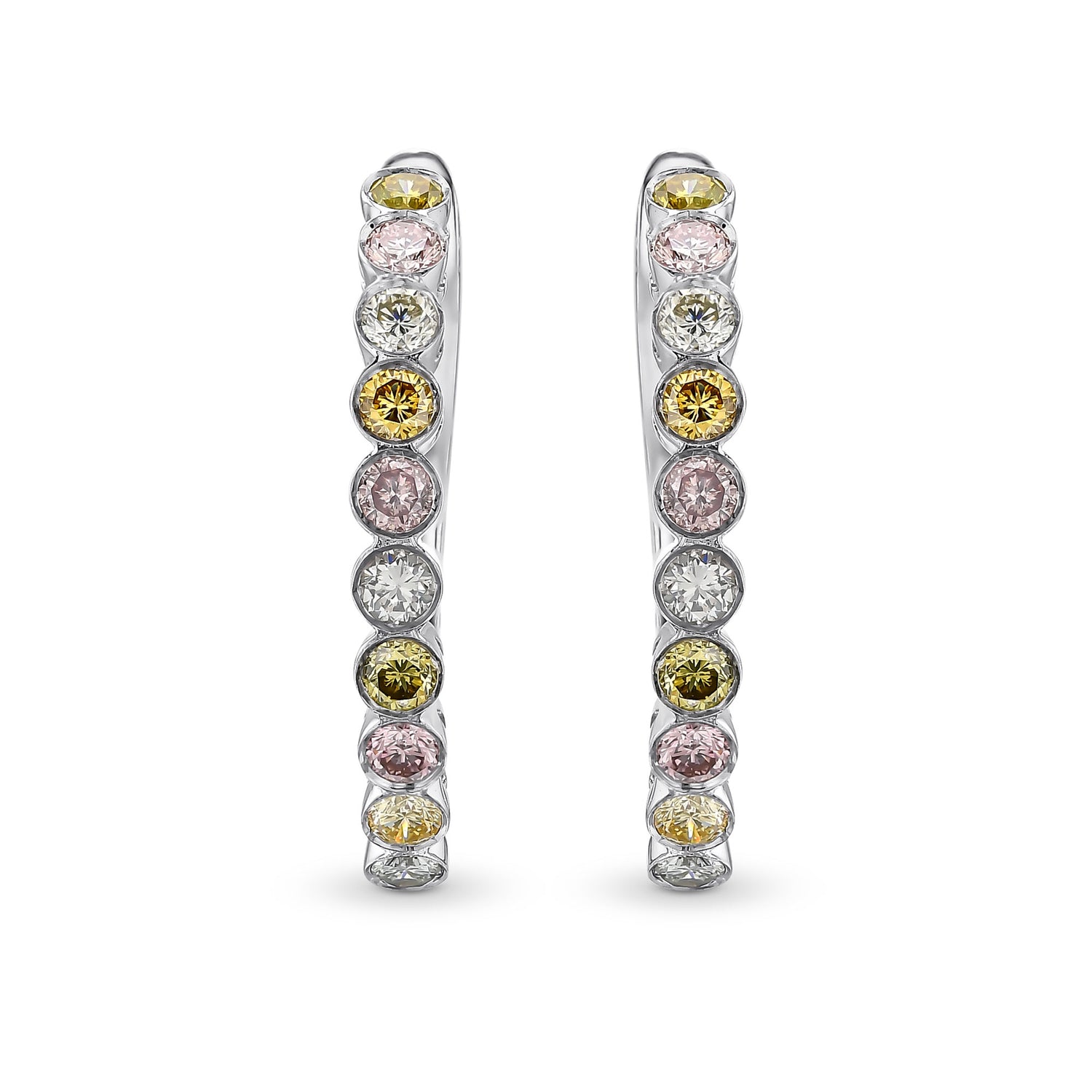 Multicolor Diamond Hoop Drop Earrings
